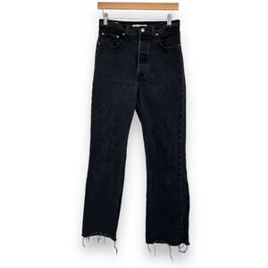 Levi's Premium Ribcage Boot Jeans Women's 27 Black Straight Leg Frayed Hem